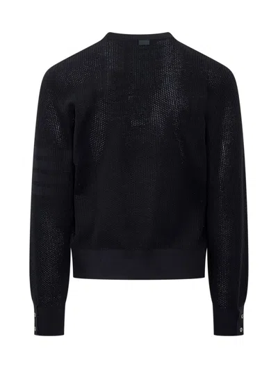 Thom Browne Virgin Wool 4bar Pullover In Blue