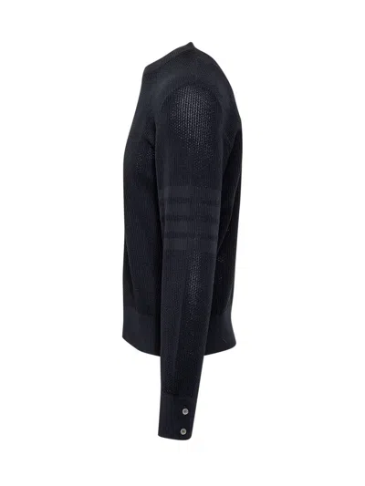 Thom Browne Virgin Wool 4bar Pullover In Blue
