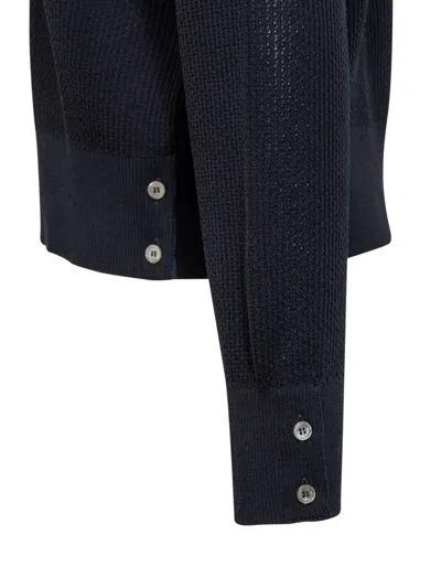 Thom Browne Virgin Wool 4bar Pullover In Blue
