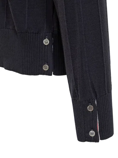 Thom Browne Rwb Intarsia Armband Tweed Pullover In Blue