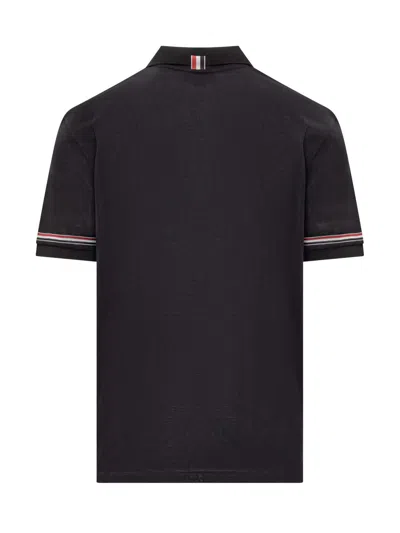 Thom Browne Polo Shirt With Lapel Short Sleeve In Blue