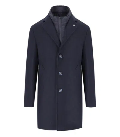 Manuel Ritz Melange Blue Coat In Blue