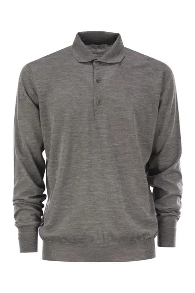 Pt Torino Wool Polo Shirt In Grey