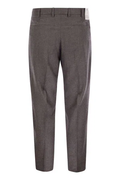 Pt Torino Rebel - Wool And Silk Flannel Trousers In Brown