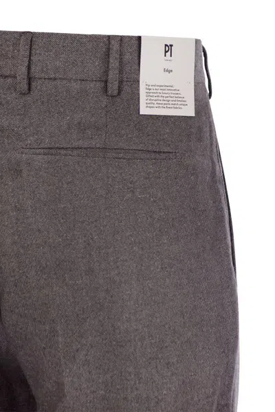Pt Torino Rebel - Wool And Silk Flannel Trousers In Brown