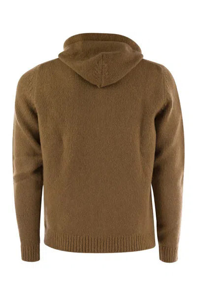 Fedeli Pure Cashmere Hooded Cardigan In Brown