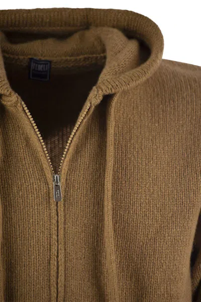 Fedeli Pure Cashmere Hooded Cardigan In Brown