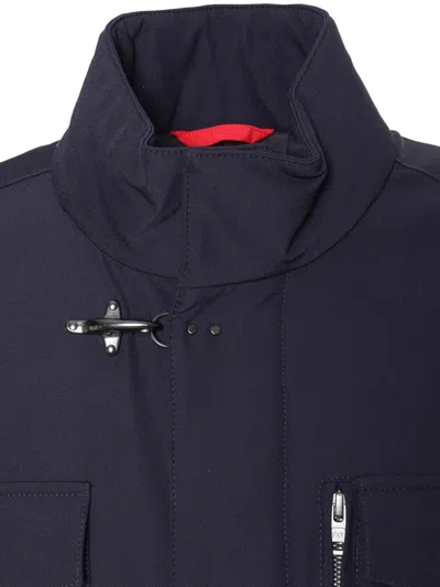Fay Hooded Jacket With Adjustable Neck Strap In Blue