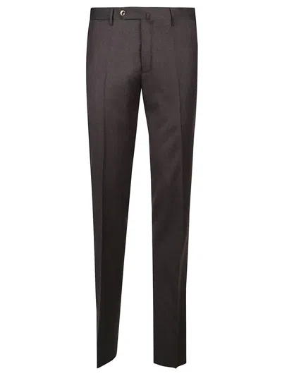Pt Torino Dark Brown Stretch-design Trousers In Brown
