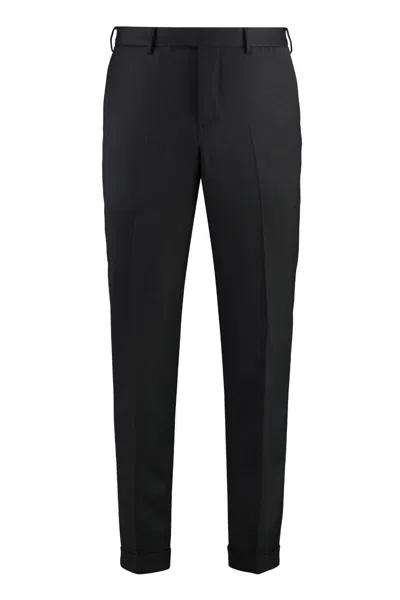 Pt01 Cotton-blend Tailored Trousers In Black