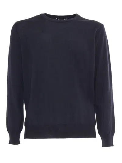 Kangra Cashmere Plain Knit Sweater In Blue