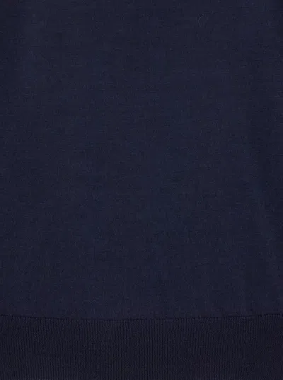 Plain Girocollo In Lana Seta Cachemire In Blue