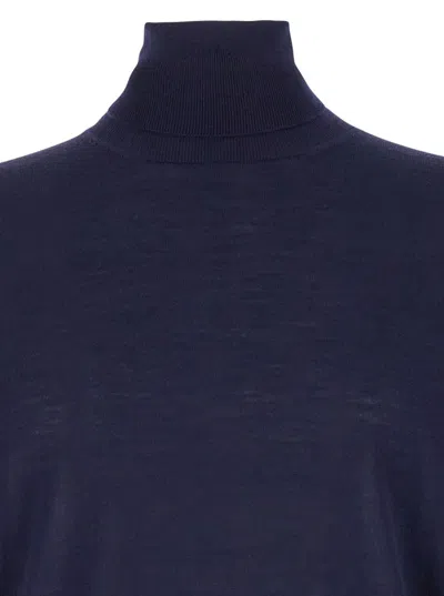 Plain Merino Wool Crewneck In Blue