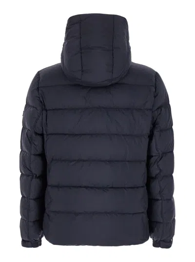 Tatras 'borbore' Blue Down Jacket With Hood And Logo Patch In Blue