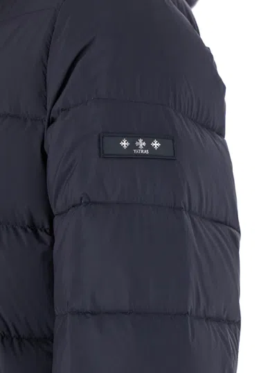 Tatras 'borbore' Blue Down Jacket With Hood And Logo Patch In Blue
