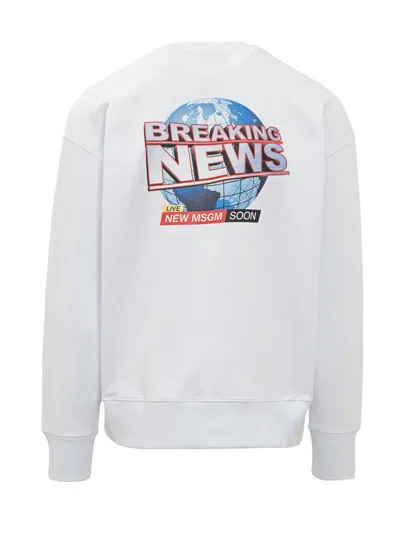 Msgm Graphic-print Sweatshirt In White