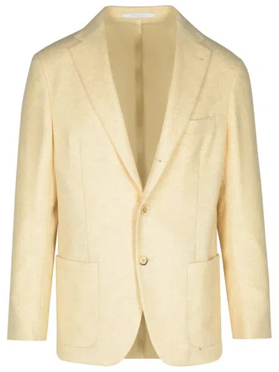 Eleventy Blazer In Cream Wool And Cashmere Blend Men In Beige