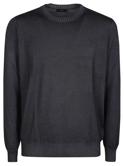 Fay Round Neck Sweater In Black