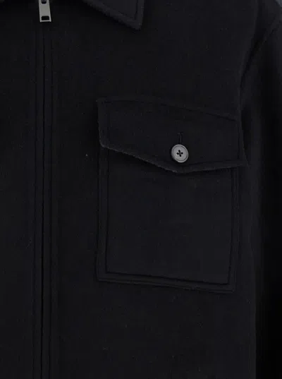 Theory Black Jacket With Collar And Zip Closure In Black