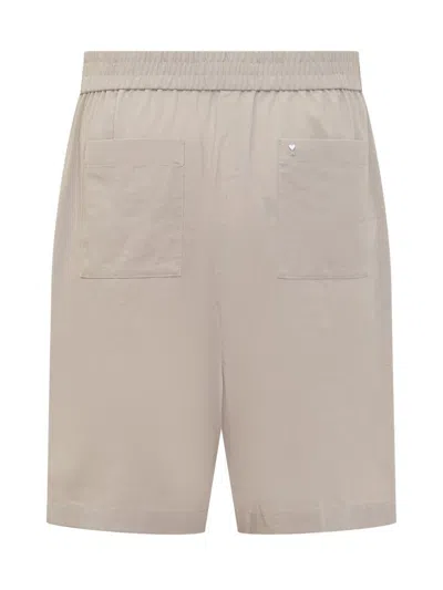 Ami Alexandre Mattiussi Ami Paris Cotton Bermuda Shorts With Logo In Beige
