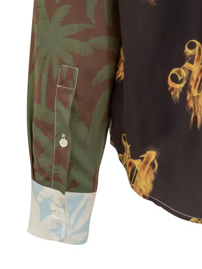 Palm Angels Men's Printed Cotton Shirt | Size 46 | Pmge029r24fab001 In Multicolor