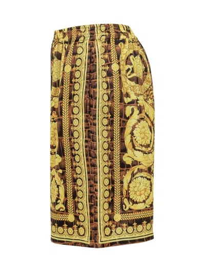 Versace Baroque Pattern-printed Shorts In Yellow