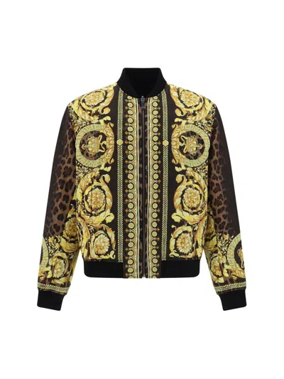 Versace Wild Barocco Reversible Bomber Jacket In Multicolour