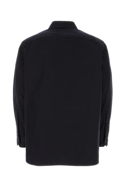 Valentino Rear Yoke Wool Blend Shirt In Navy