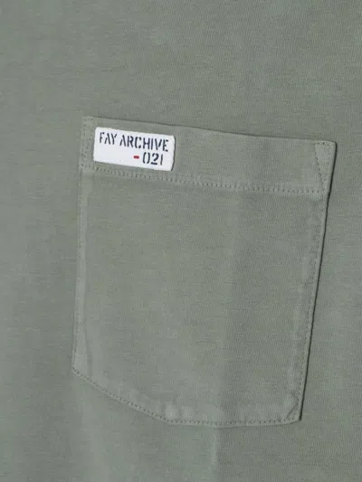 Fay Green Military T-shirt In Beige