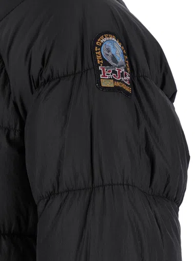 Parajumpers Northon Black Down Jacket With Hood And Logo Patch On The Sleeve In Tech Fabric Man In Black