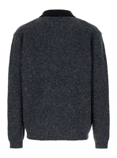 Dunst 'rugby' Grey Sweater With Polo Shirt Style Collar In Grey