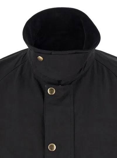 Dunst 'hunting' Black Jacket With Classic Collar And Adjustable Belt In Black