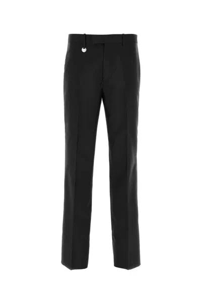 Burberry Suit Pants In Navy Blue Wool. Straight-leg Cut. Zippered Closure And Belt Clip. In Black