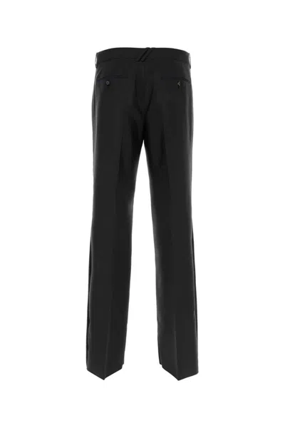 Burberry Suit Pants In Navy Blue Wool. Straight-leg Cut. Zippered Closure And Belt Clip. In Black