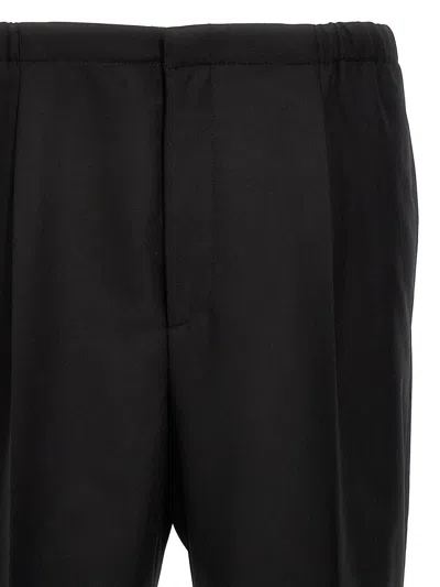Fendi Waistband Straight Leg Trousers Side Back In Black