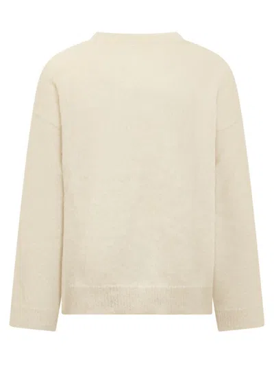 Jil Sander Man Sweater Cream Size 38 Mohair Wool, Polyamide In Beige