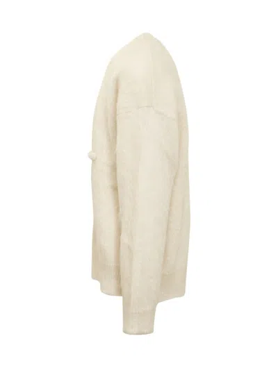 Jil Sander Man Sweater Cream Size 38 Mohair Wool, Polyamide In Beige