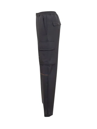 Marni Structured Cargo Pants With Contrast Stitching In Blue
