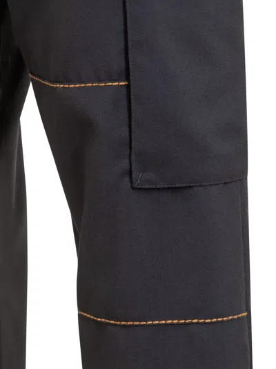 Marni Structured Cargo Pants With Contrast Stitching In Blue