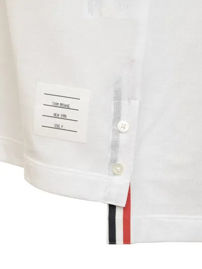 Thom Browne White Crewneck T-shirt With Rwb Detail On Neck And Sleeve In White