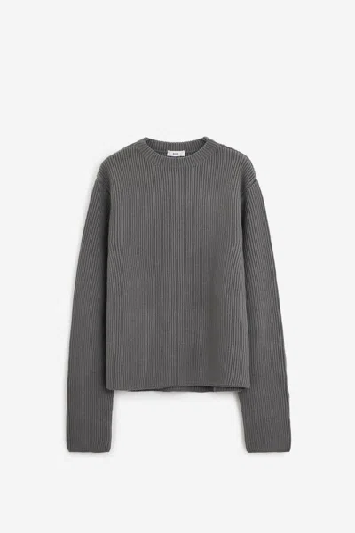 Rier Ribbed Wool Pullover Sweater In Grey