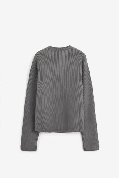 Rier Ribbed Wool Pullover Sweater In Grey