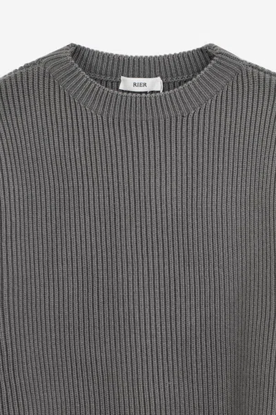 Rier Ribbed Wool Pullover Sweater In Grey
