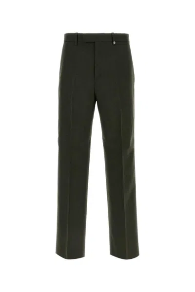 Burberry Wool Trousers With Back Pockets And Belt Loops In Green