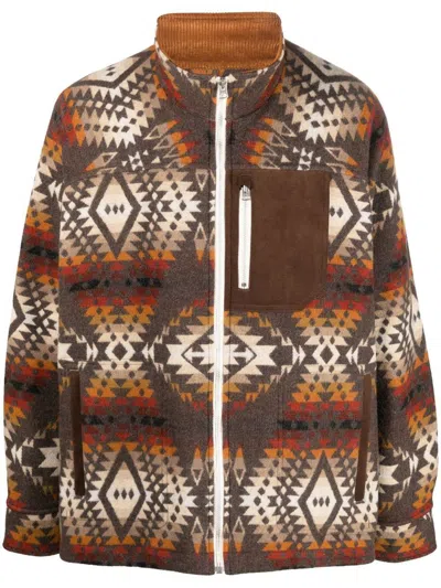 Junya Watanabe Brown Pendleton Edition Jacket In 1 Brn/bg/rd X Bg