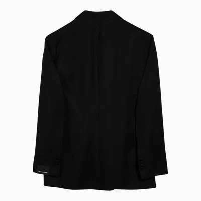 Tagliatore Wool Double Breasted Jacket With Notch Lapel In Black