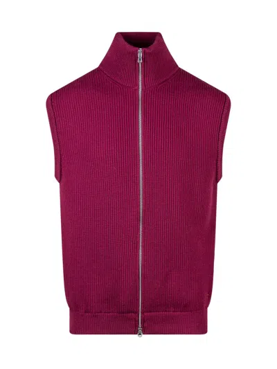 Seven Gauge Merino Vest In Red