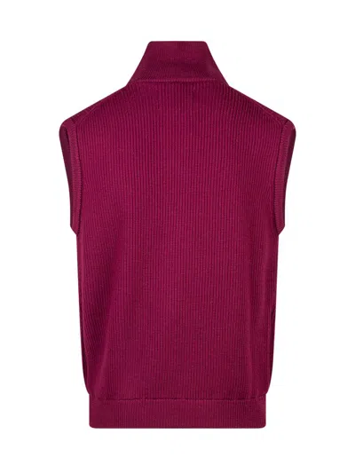 Seven Gauge Merino Vest In Red