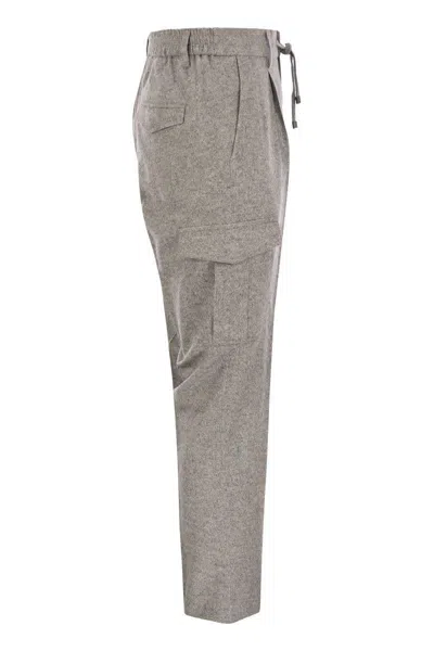 Peserico Men's Wool, Silk And Cashmere Jogger Trousers In Grey