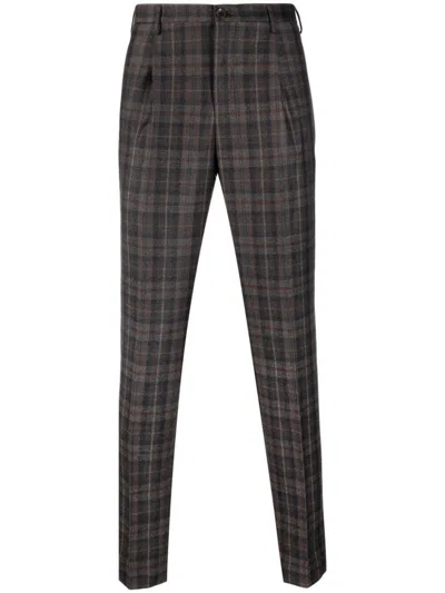 Incotex Trousers With Checked Pattern And Pockets In Brown